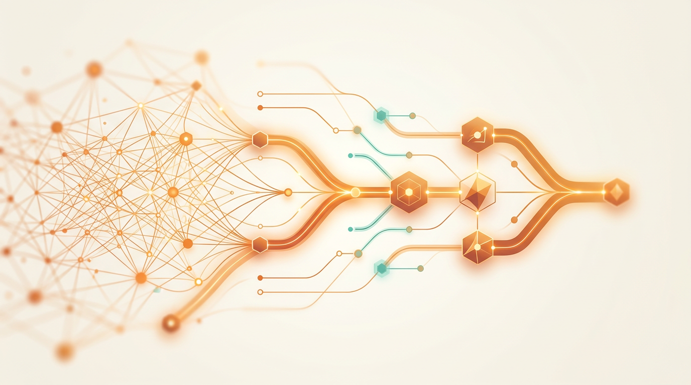 Abstract network visualization representing AI strategy planning